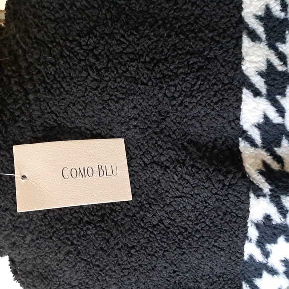 Como Blue Women's Houndstooth Half Zip Faux Jacket Size Medium NWT - Picture 9 of 13